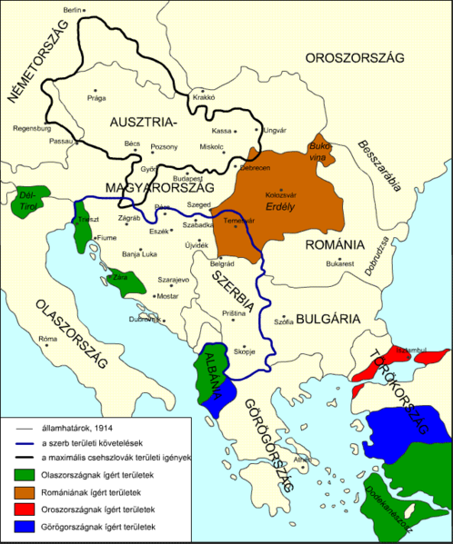 Az antant területi ígéretei és az antant<br>szövetségeseinek területi követelései