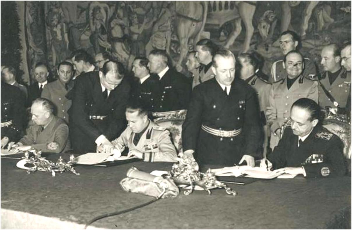 Magyarország csatlakozása a háromhatalmi egyezményhez.<br> Bécs, 1940. november 20.