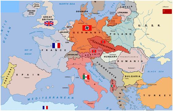 Európa térképe 1939. szeptember 1-jén