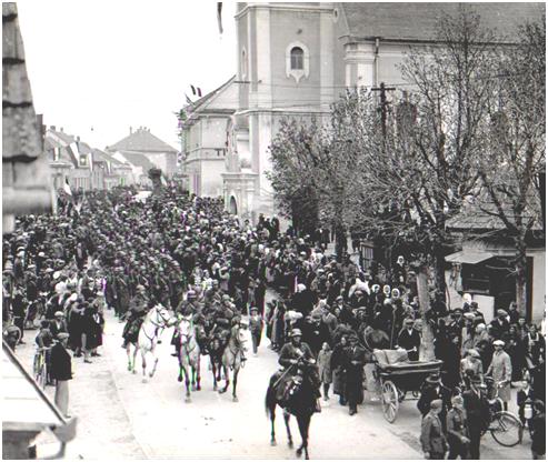 A magyar honvédség Alsólendván<br> 1941. április 16-án.