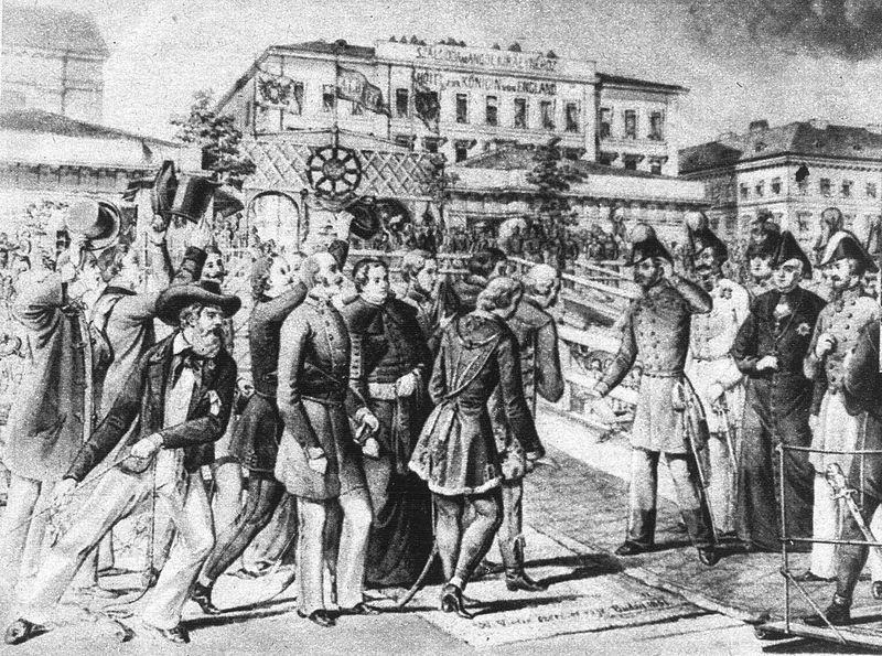 Albrecht főherceg Bécsből megérkezik Pestre